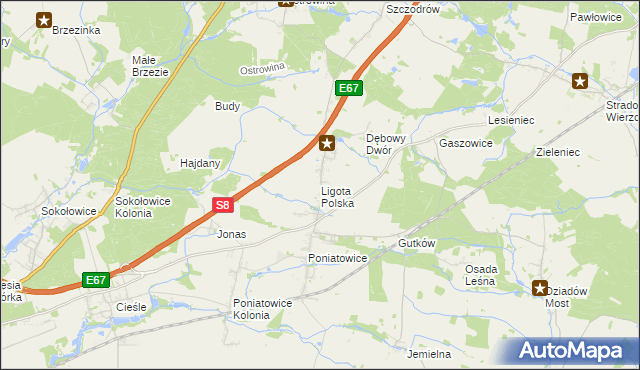 mapa Ligota Polska, Ligota Polska na mapie Targeo