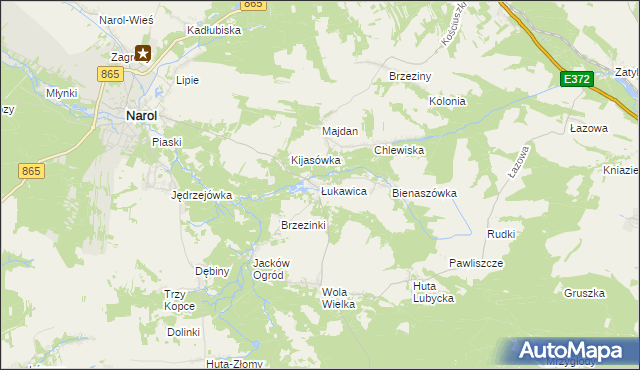 mapa Łukawica gmina Narol, Łukawica gmina Narol na mapie Targeo