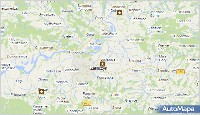 mapa Lusławice gmina Zakliczyn, Lusławice gmina Zakliczyn na mapie Targeo
