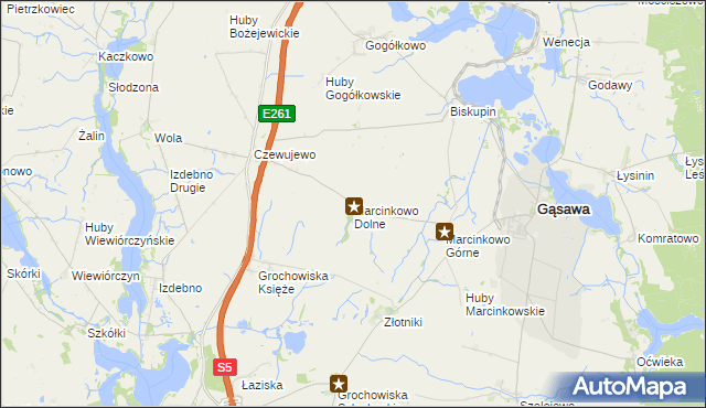 mapa Marcinkowo Dolne, Marcinkowo Dolne na mapie Targeo