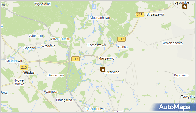 mapa Maszewko gmina Wicko, Maszewko gmina Wicko na mapie Targeo