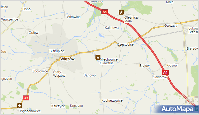 mapa Miechowice Oławskie, Miechowice Oławskie na mapie Targeo