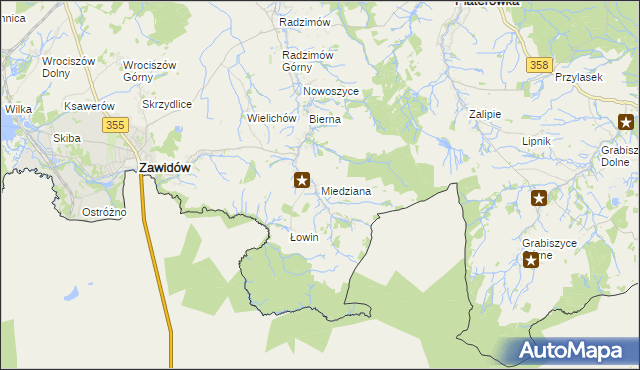 mapa Miedziana gmina Sulików, Miedziana gmina Sulików na mapie Targeo