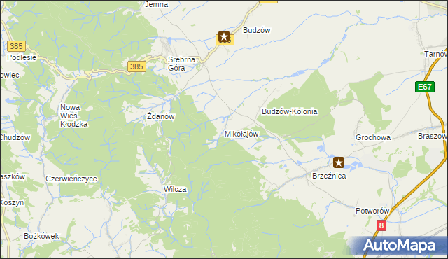 mapa Mikołajów gmina Stoszowice, Mikołajów gmina Stoszowice na mapie Targeo