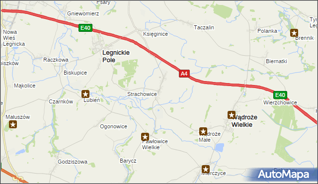 mapa Mikołajowice gmina Legnickie Pole, Mikołajowice gmina Legnickie Pole na mapie Targeo