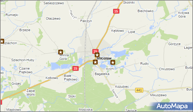 mapa Miłosław powiat wrzesiński, Miłosław powiat wrzesiński na mapie Targeo