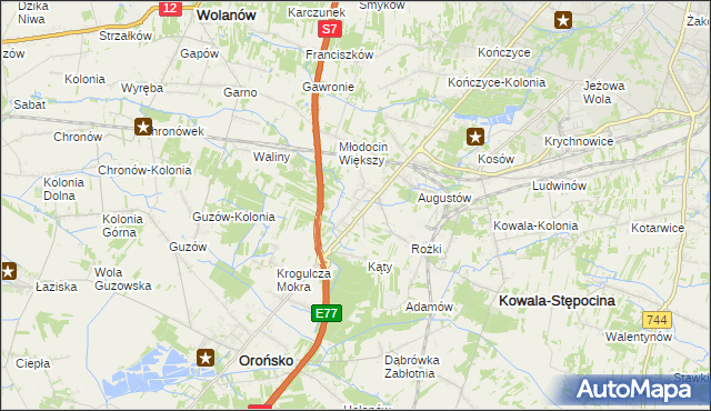 mapa Młodocin Mniejszy, Młodocin Mniejszy na mapie Targeo