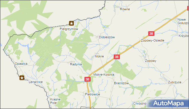 mapa Mokre gmina Głubczyce, Mokre gmina Głubczyce na mapie Targeo