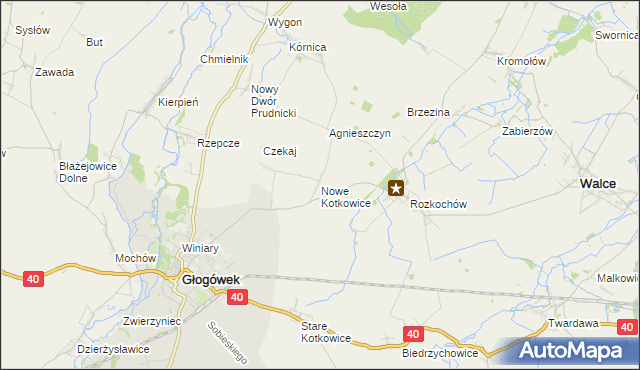 mapa Nowe Kotkowice, Nowe Kotkowice na mapie Targeo
