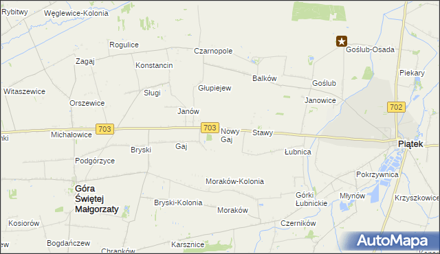 mapa Nowy Gaj gmina Góra Świętej Małgorzaty, Nowy Gaj gmina Góra Świętej Małgorzaty na mapie Targeo