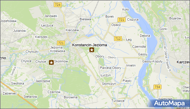 mapa Obory gmina Konstancin-Jeziorna, Obory gmina Konstancin-Jeziorna na mapie Targeo