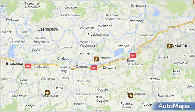 mapa Ochodza gmina Skawina, Ochodza gmina Skawina na mapie Targeo