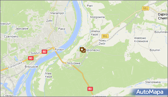 mapa ostromecko Pałac, Dwór w Ostromecko :: Atrakcja turystyczna na mapie Targeo