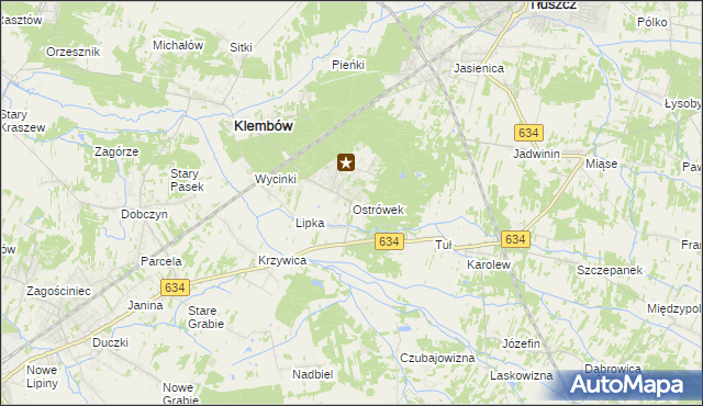 mapa Ostrówek gmina Klembów, Ostrówek gmina Klembów na mapie Targeo