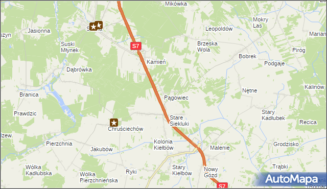 mapa Pągowiec gmina Stara Błotnica, Pągowiec gmina Stara Błotnica na mapie Targeo