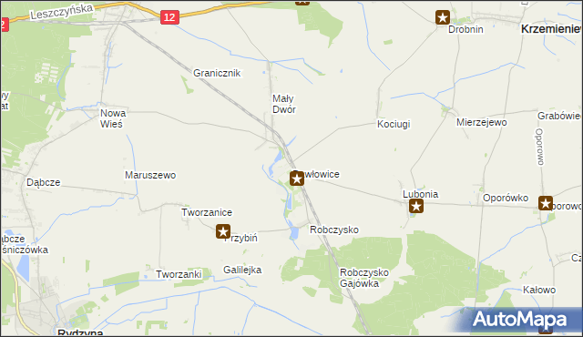 mapa Pawłowice gmina Krzemieniewo, Pawłowice gmina Krzemieniewo na mapie Targeo