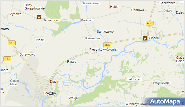 mapa Pietrzyków gmina Pyzdry, Pietrzyków gmina Pyzdry na mapie Targeo