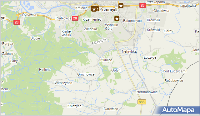 mapa Pikulice, Pikulice na mapie Targeo