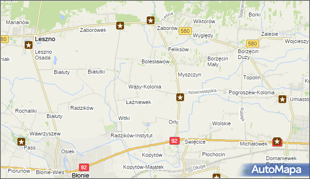 mapa Pilaszków gmina Ożarów Mazowiecki, Pilaszków gmina Ożarów Mazowiecki na mapie Targeo