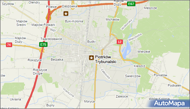 mapa Piotrków Trybunalski, Piotrków Trybunalski na mapie Targeo