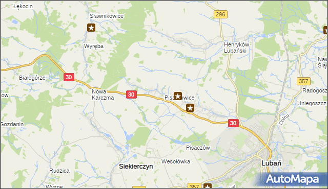 mapa Pisarzowice gmina Lubań, Pisarzowice gmina Lubań na mapie Targeo