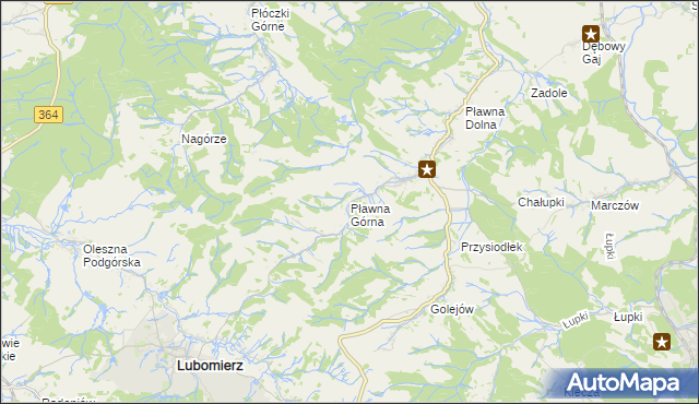 mapa Pławna Górna, Pławna Górna na mapie Targeo