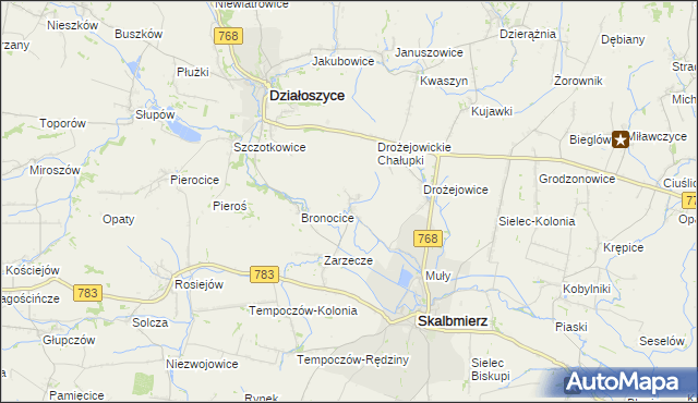 mapa Podgaje gmina Skalbmierz, Podgaje gmina Skalbmierz na mapie Targeo