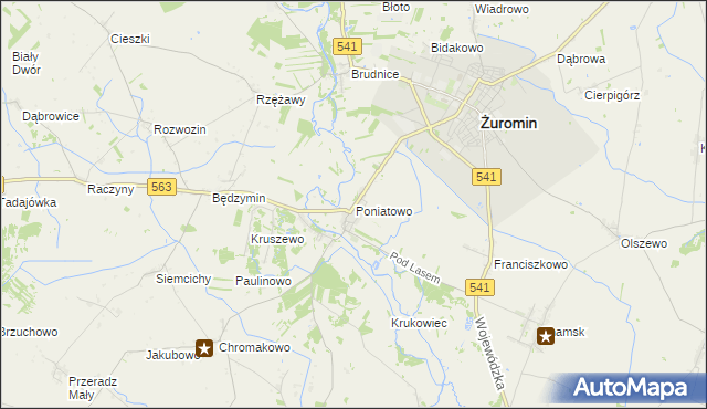 mapa Poniatowo gmina Żuromin, Poniatowo gmina Żuromin na mapie Targeo