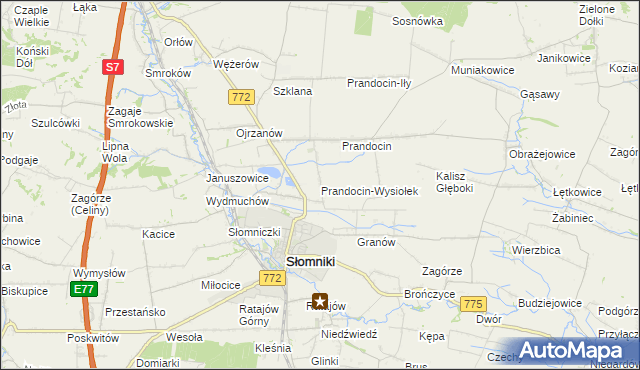 mapa Prandocin-Wysiołek, Prandocin-Wysiołek na mapie Targeo