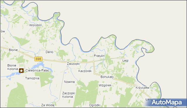 mapa Pratulin, Pratulin na mapie Targeo