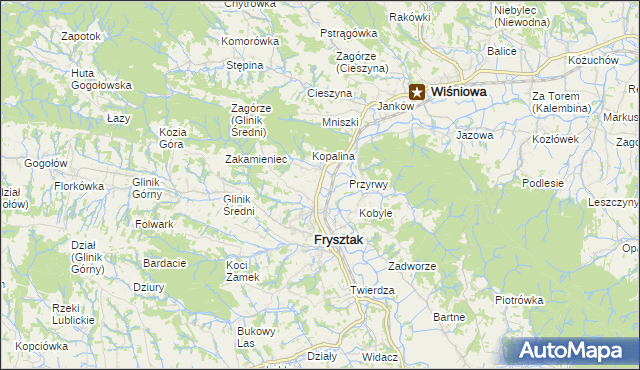 mapa Pułanki gmina Frysztak, Pułanki gmina Frysztak na mapie Targeo