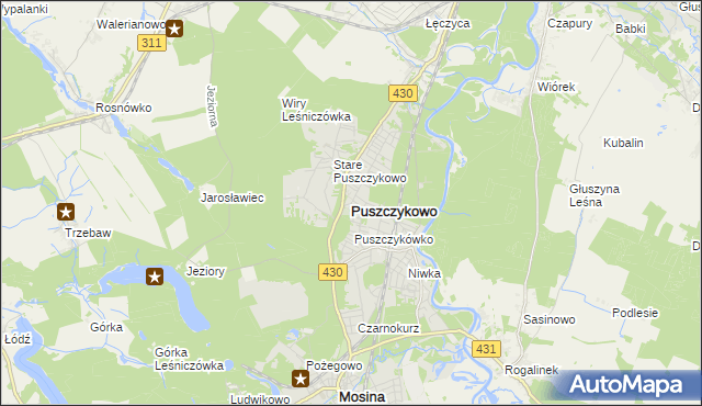 mapa Puszczykowo powiat poznański, Puszczykowo powiat poznański na mapie Targeo