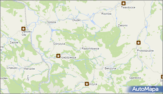 mapa Radomiłowice, Radomiłowice na mapie Targeo