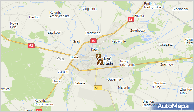 mapa Radzyń Podlaski, Radzyń Podlaski na mapie Targeo