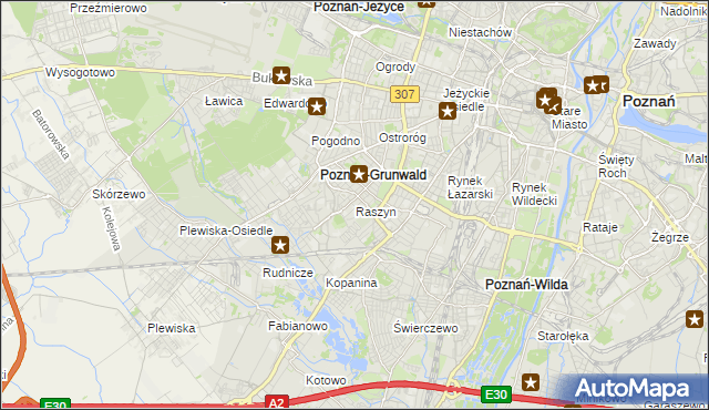 mapa Raszyn gmina Poznań, Raszyn gmina Poznań na mapie Targeo