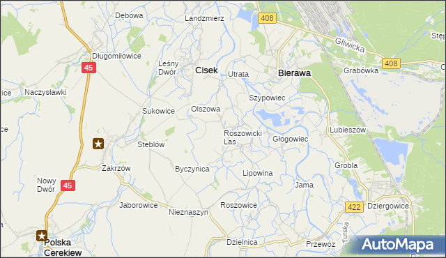 mapa Roszowicki Las, Roszowicki Las na mapie Targeo