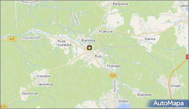 mapa Rudy gmina Kuźnia Raciborska, Rudy gmina Kuźnia Raciborska na mapie Targeo