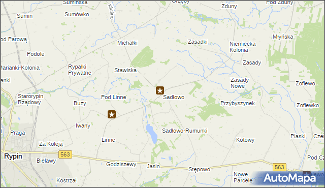 mapa Sadłowo gmina Rypin, Sadłowo gmina Rypin na mapie Targeo