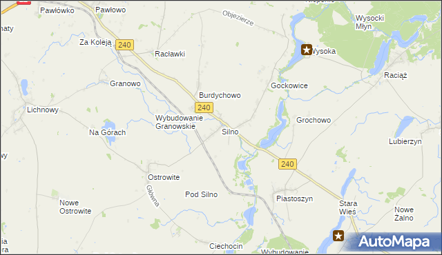 mapa Silno gmina Chojnice, Silno gmina Chojnice na mapie Targeo