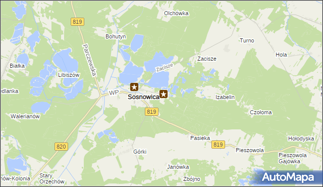 mapa Sosnowica-Dwór, Sosnowica-Dwór na mapie Targeo