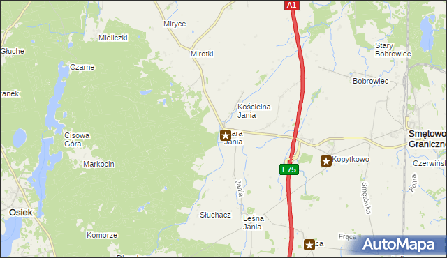 mapa Stara Jania, Stara Jania na mapie Targeo