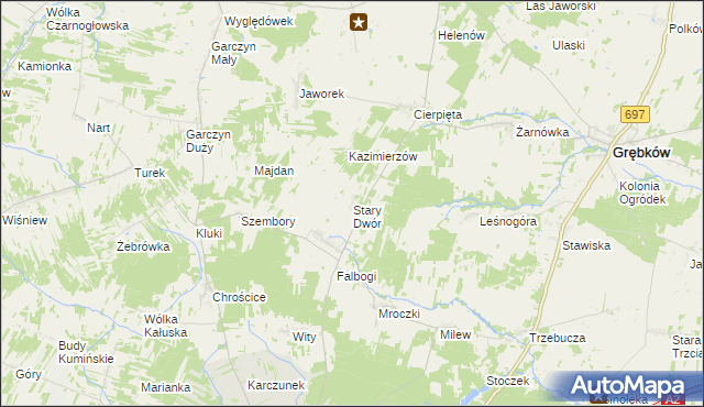 mapa Stary Dwór gmina Wierzbno, Stary Dwór gmina Wierzbno na mapie Targeo