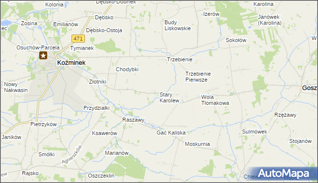 mapa Stary Karolew, Stary Karolew na mapie Targeo