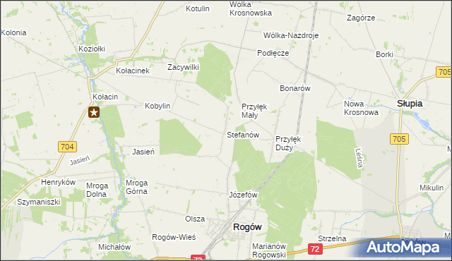 mapa Stefanów gmina Rogów, Stefanów gmina Rogów na mapie Targeo