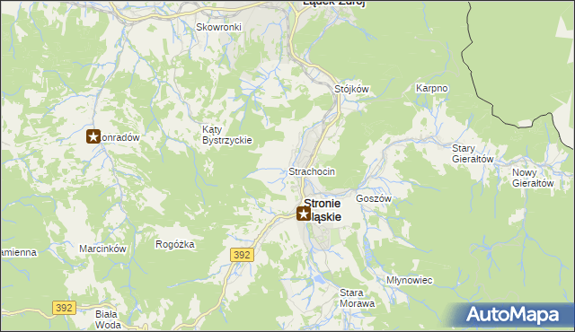 mapa Strachocin gmina Stronie Śląskie, Strachocin gmina Stronie Śląskie na mapie Targeo