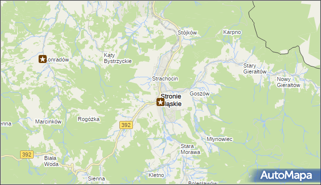 mapa Stronie Śląskie powiat kłodzki, Stronie Śląskie powiat kłodzki na mapie Targeo