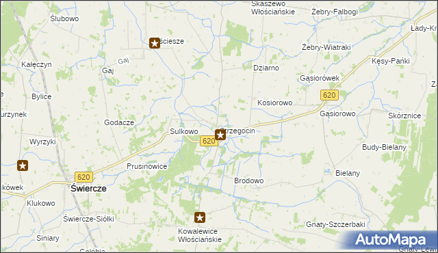 mapa Strzegocin gmina Świercze, Strzegocin gmina Świercze na mapie Targeo