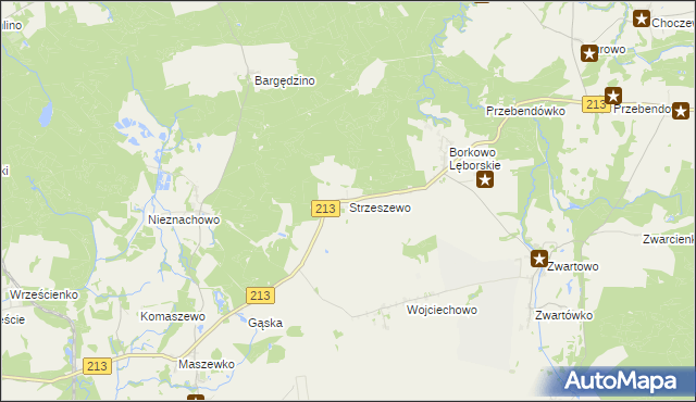mapa Strzeszewo gmina Wicko, Strzeszewo gmina Wicko na mapie Targeo