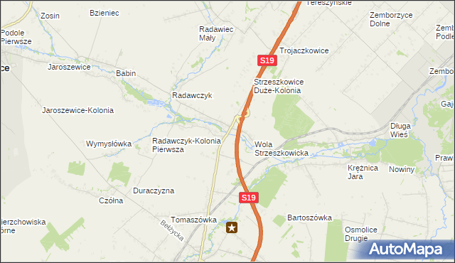 mapa Strzeszkowice Duże, Strzeszkowice Duże na mapie Targeo