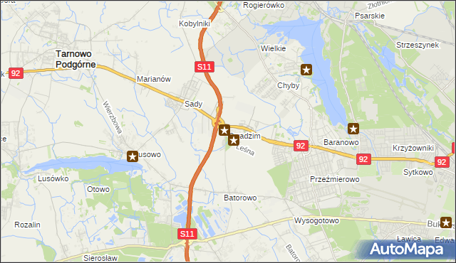 mapa Swadzim gmina Tarnowo Podgórne, Swadzim gmina Tarnowo Podgórne na mapie Targeo